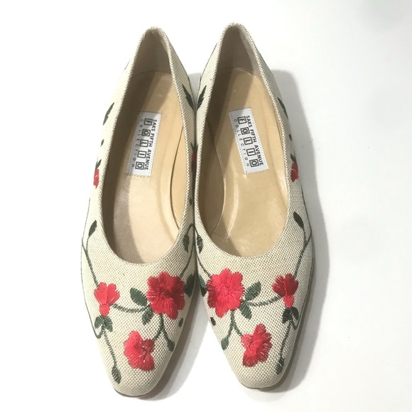 Saks Fifth Avenue Shoes - Saks Fifth Avenue Folio Vintage Floral Flats Sz 10